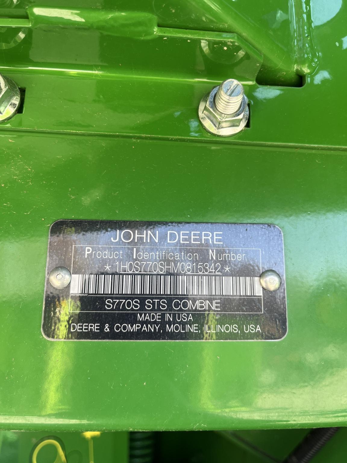 2021 John Deere S770 Image