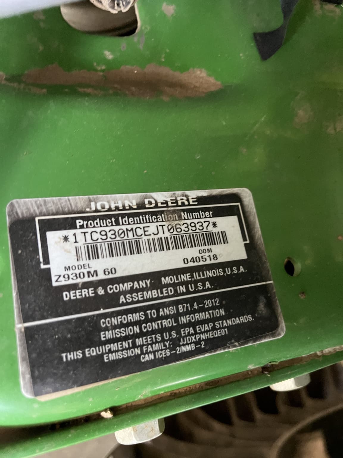 2018 John Deere Z930M Tennessee Tractor