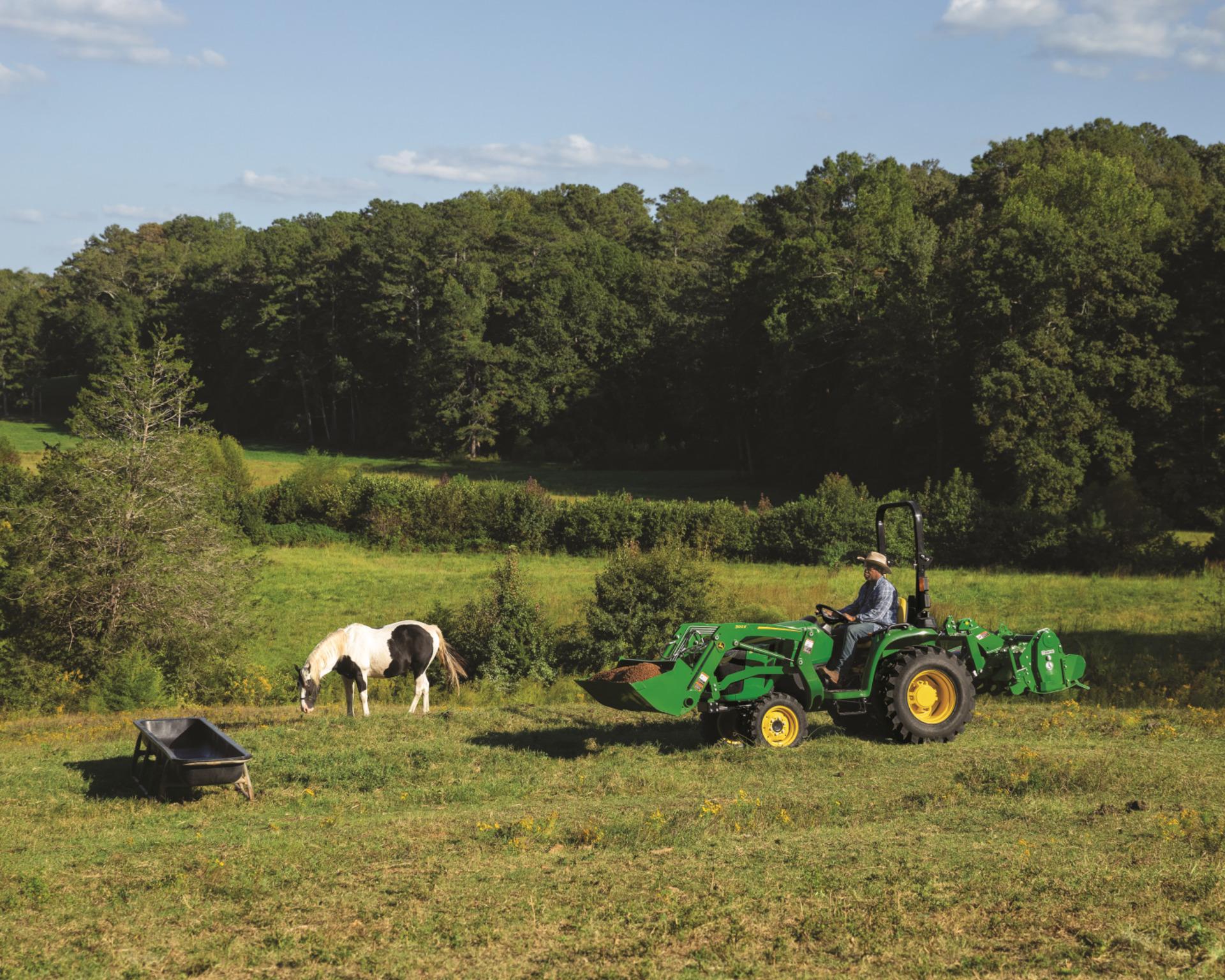A John Deere 3032E on a ranch in Tennessee.