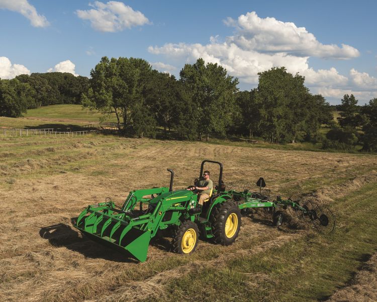 A John Deere 5055E tractor in a field in Tennessee.