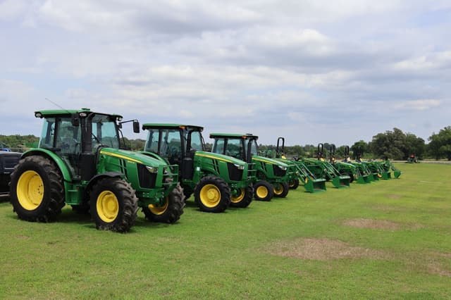 John Deere Tractors TNTR John Deere tractors sit at a dealership in Tennessee.