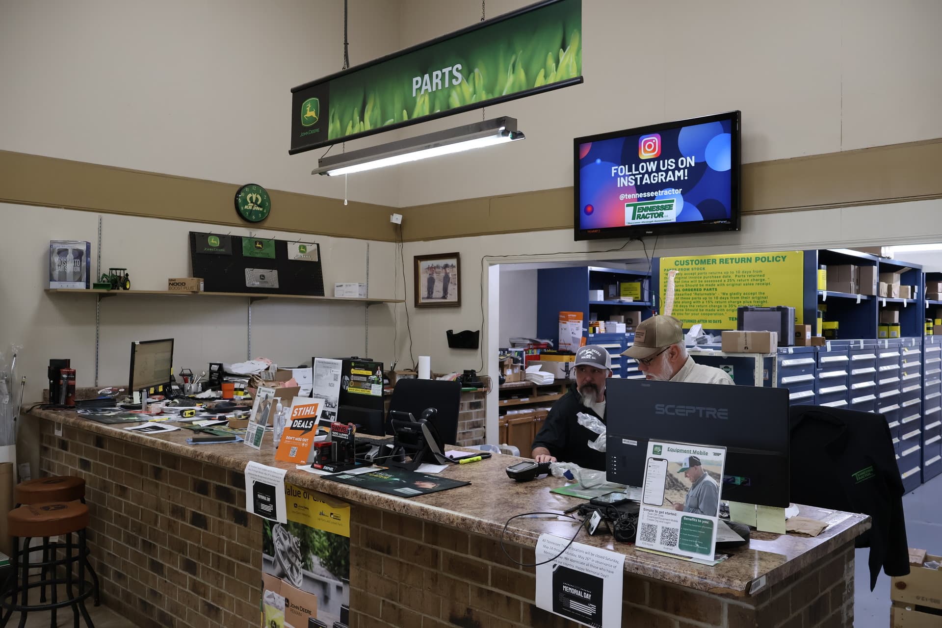 A parts counter at a Tennessee Tractor dealership.