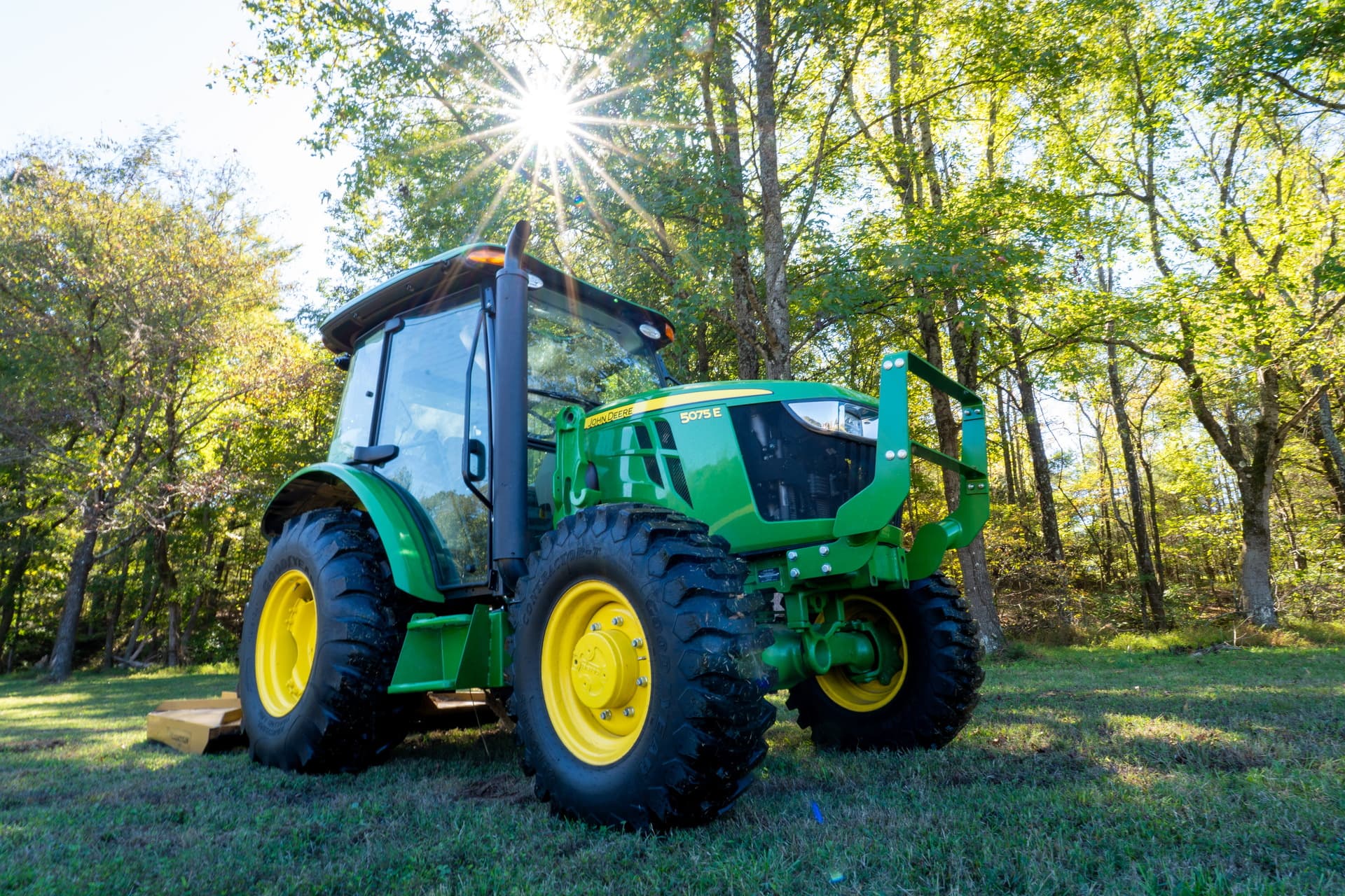 A John Deere 5075E tractor on a farm in Tennessee.